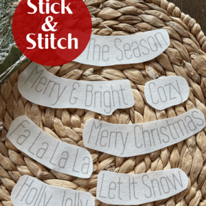 Christmas Words: Stick & Stitch (7 Designs)